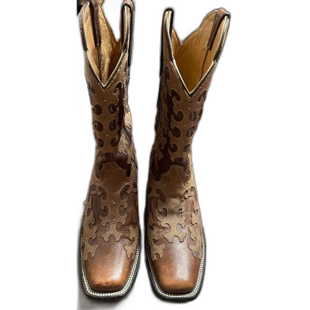 Sterling River Two-Tone Square Toe Cowgirl Boots. Size 12.